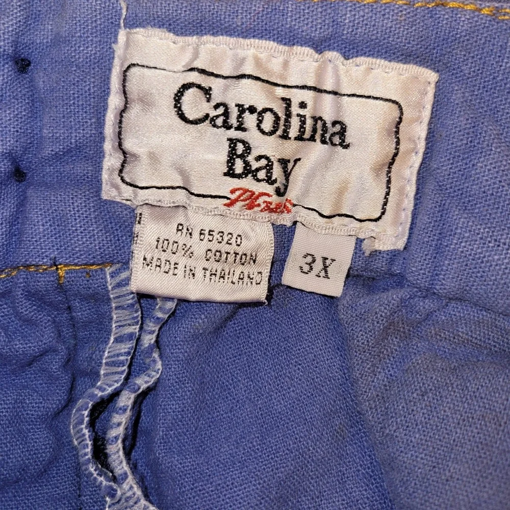 Vintage Carolina Bay Plus 3X 2 Pc‎ Blue Embroidered Skirt Set Cotton Floral